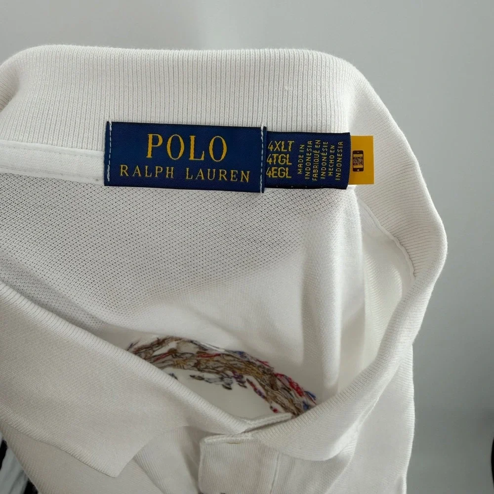 Polo Ralph Lauren Polo Men 4XLTall White Classic Big Tripe Pony #3‎ Back Crest